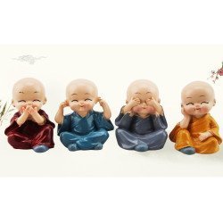 4PCS/Set Kung Fu Four Little Monks Car Styling Cute Doll Decoration Buddha Ornament 